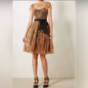 MOULINETTE SOEURS bronze lace dress
